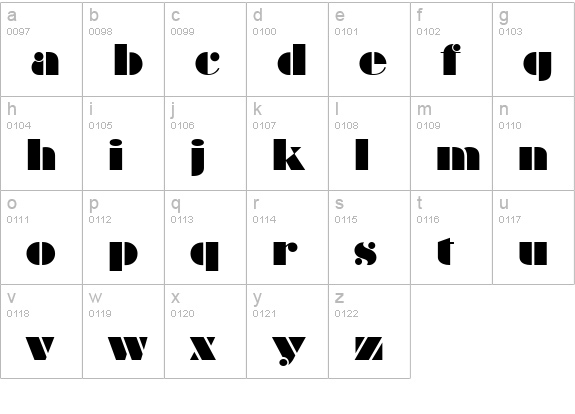 FFX Brag lowercase a-z preview