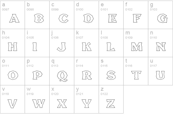 FHA Brokn Gothic BustdBB NC lowercase a-z preview