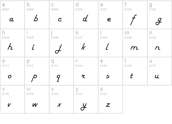 Fifties Regular lowercase a-z preview