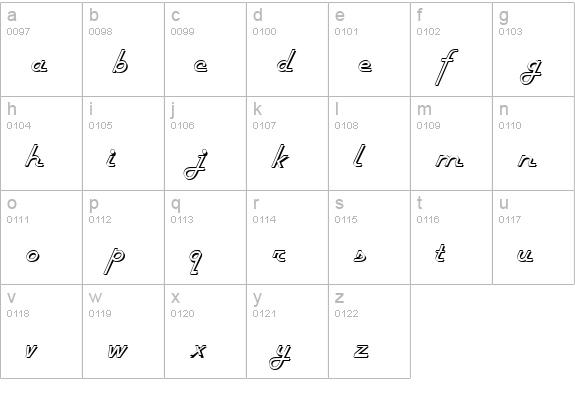 FiftiesHollow lowercase a-z preview