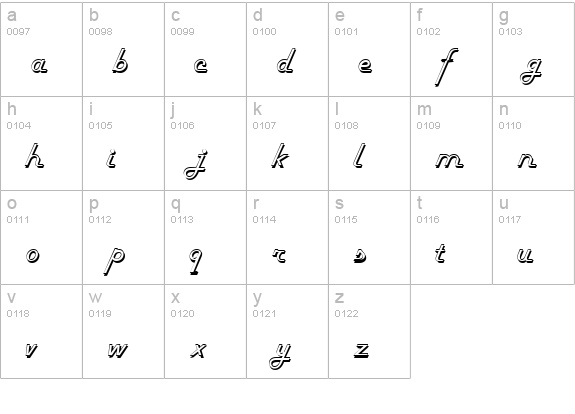 FiftiesHollow Regular lowercase a-z preview