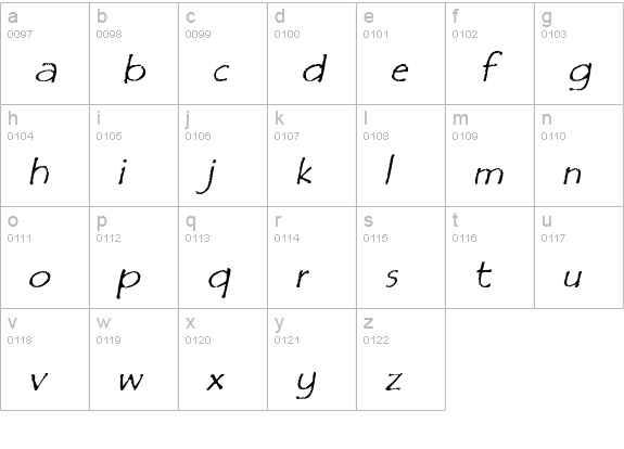 Film Cryptic lowercase a-z preview