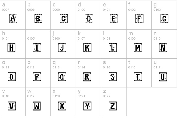 Film Star lowercase a-z preview