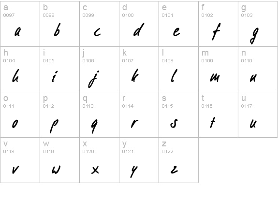 FilzerhandEF-Regular lowercase a-z preview