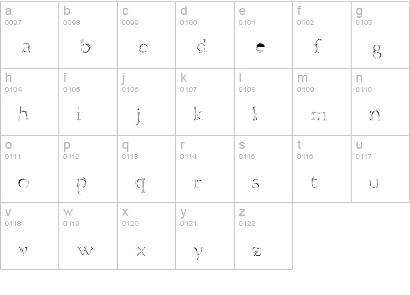Finial-EatenA lowercase a-z preview