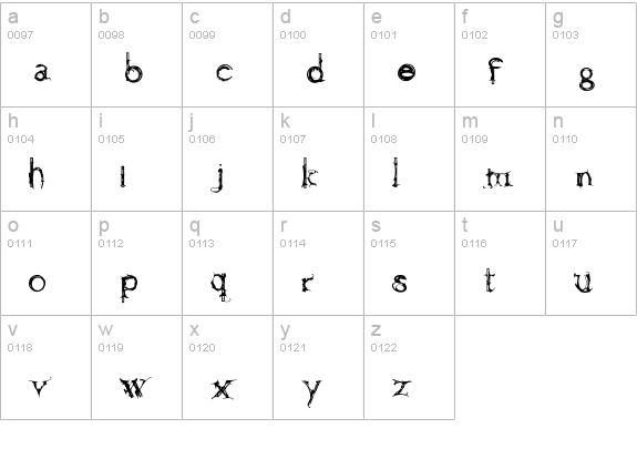 Finial-Regular lowercase a-z preview