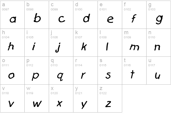 FirstGrader Italic lowercase a-z preview