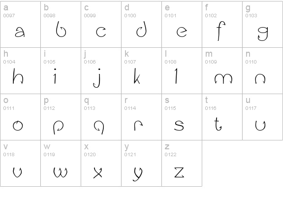Fishhook lowercase a-z preview