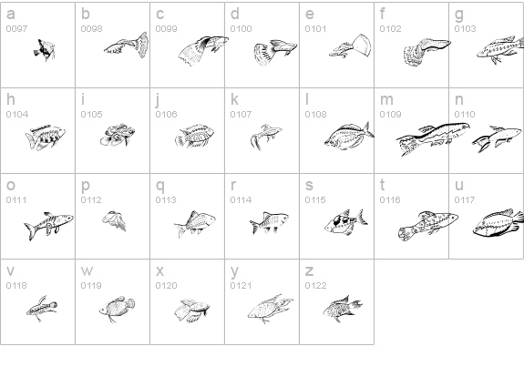 Fishing lowercase a-z preview