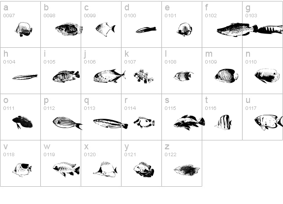 FishyPrint One AOE lowercase a-z preview