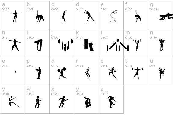 FitnessSilhouettes lowercase a-z preview