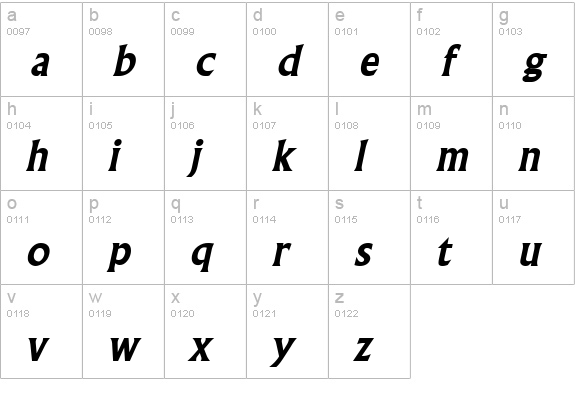 Flair BoldItalic lowercase a-z preview