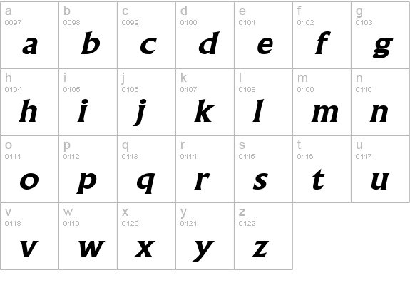 Flair Wide BoldItalic lowercase a-z preview