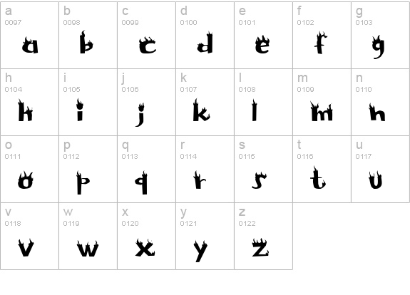 Flame lowercase a-z preview