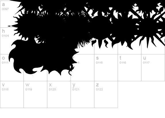 Flaming Stars & Splatters lowercase a-z preview