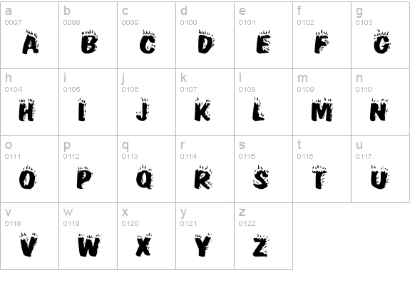 FlamingDisplayCapsHvy lowercase a-z preview