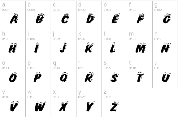 FlamingDisplayCapsHvy Italic lowercase a-z preview