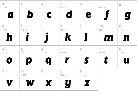 Flange BQ Bold Italic lowercase a-z preview