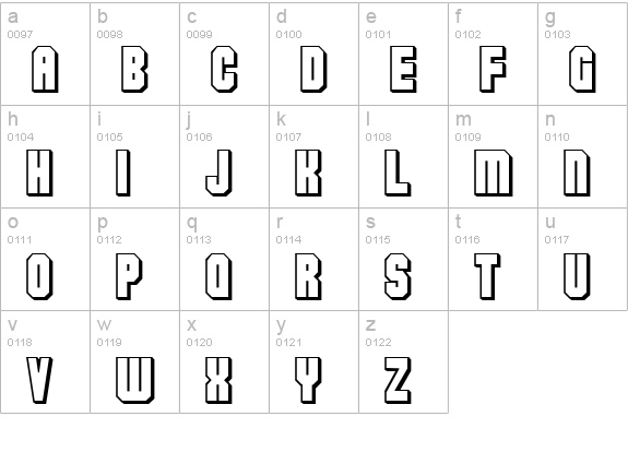 Flashback version 3 lowercase a-z preview