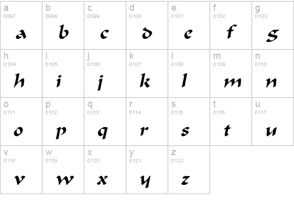 Flat Brush Wide Italic lowercase a-z preview