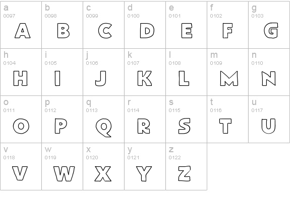 FlatBreadOutline lowercase a-z preview