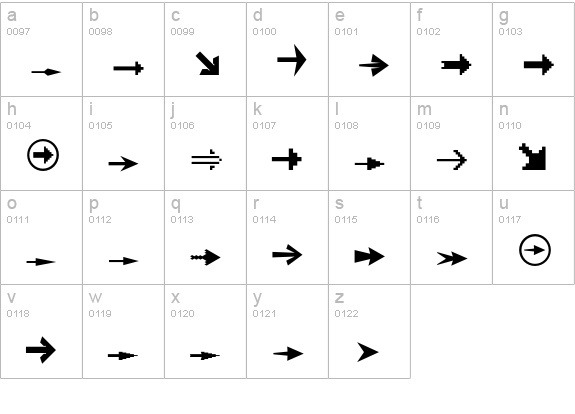 Fleches-LeftRight lowercase a-z preview