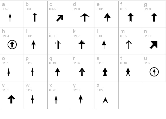Fleches-UpDown lowercase a-z preview