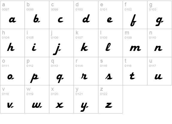 Fleeting MF lowercase a-z preview