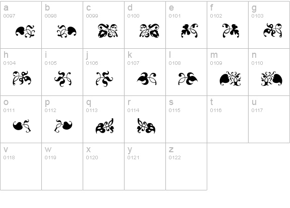FleuronGarden lowercase a-z preview