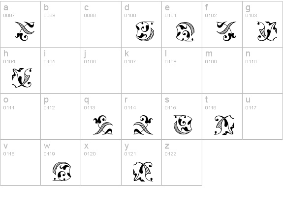 FleuronSix lowercase a-z preview