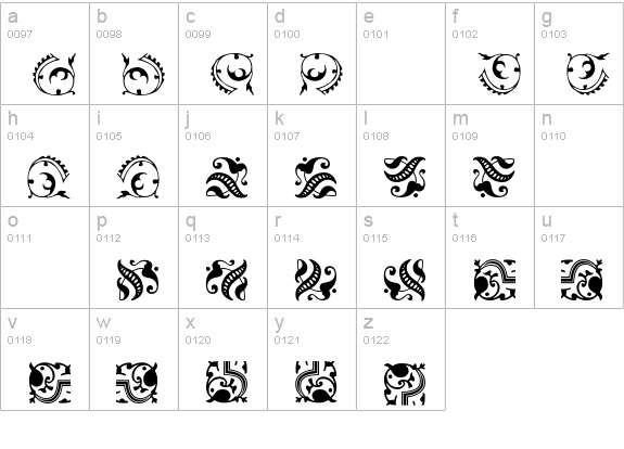 FleuronsOne lowercase a-z preview