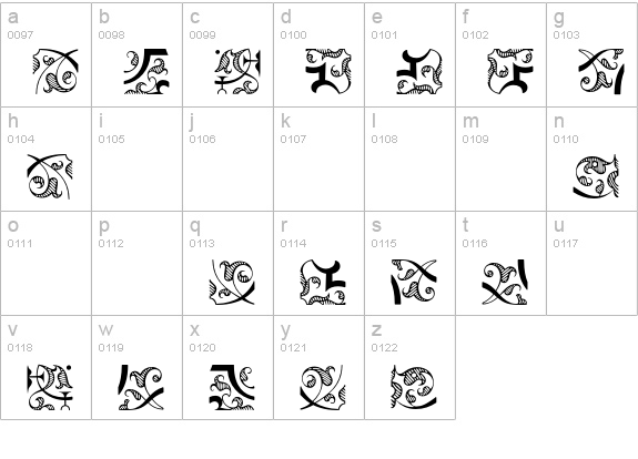FleuronTwelve lowercase a-z preview