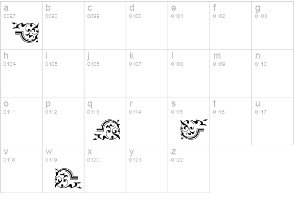 FleuronTwo lowercase a-z preview