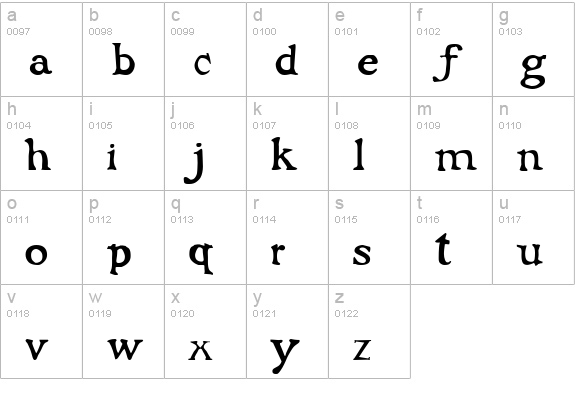 Flibustier Thin lowercase a-z preview