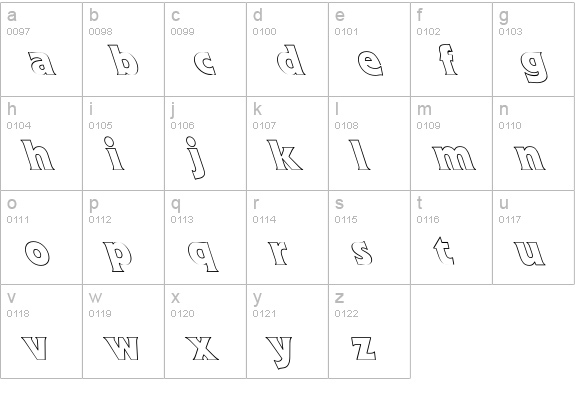 Flick Bold Hollow Lefty lowercase a-z preview