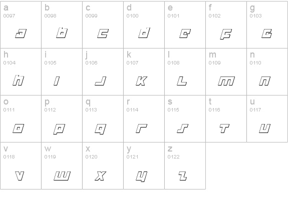 Flight Corps 3D Italic lowercase a-z preview