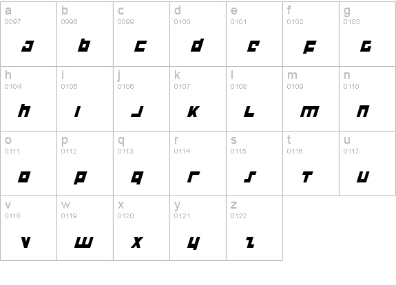 Flight Corps Condensed Italic lowercase a-z preview