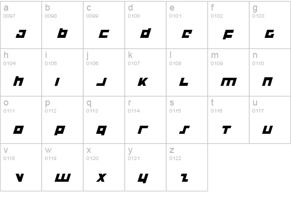 Flight Corps Italic lowercase a-z preview
