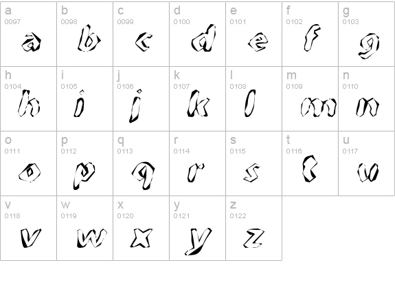 FlintPrint Oblique lowercase a-z preview