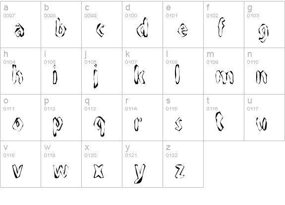 FlintPrintCondensed lowercase a-z preview