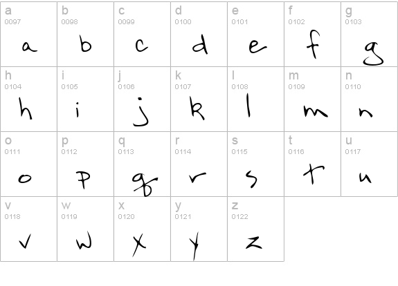 FlintsHand lowercase a-z preview
