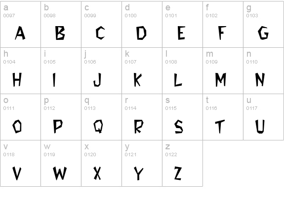 Flintstone Regular lowercase a-z preview