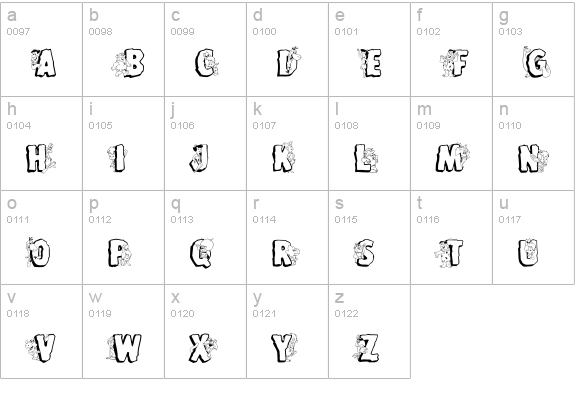 Flintstones BT lowercase a-z preview