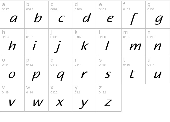 FloraExtObl-Nor lowercase a-z preview