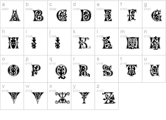 Floral Majuscules, 11th c. lowercase a-z preview
