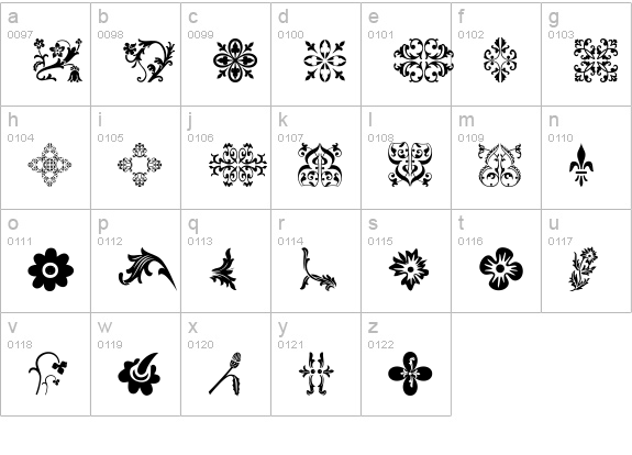 Floralia lowercase a-z preview