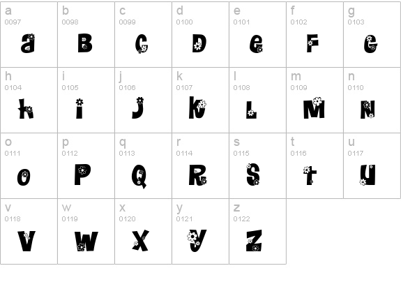 Floralies lowercase a-z preview