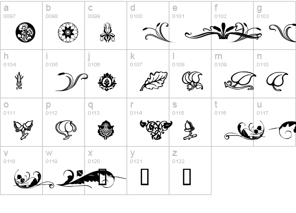 Florals 2 lowercase a-z preview