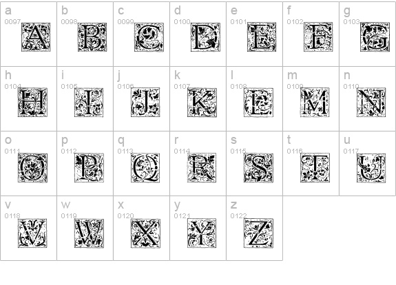 Florana_Initials lowercase a-z preview