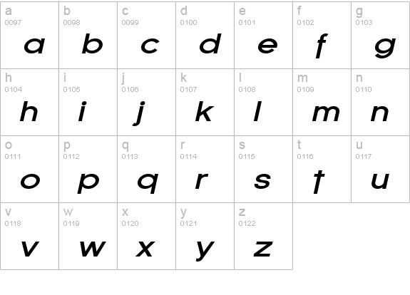 Florencesans Exp Bold Italic lowercase a-z preview
